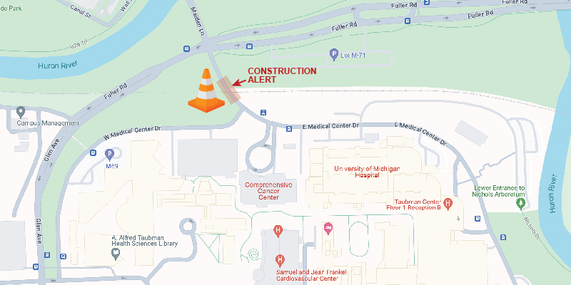 Map showing location of Medical Center bridge construction