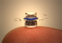 Implantable miniature telescope on the tip of a finger